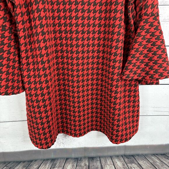 Ali Miles Top Shirt Womens Large Red Black Textured Tunic Artisan Abstract - Picture 5 of 12